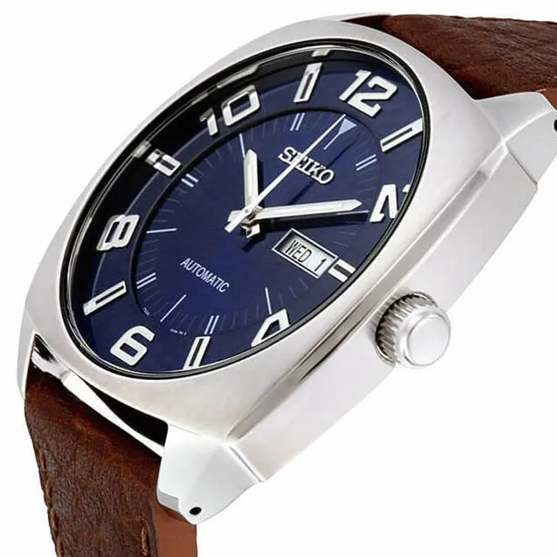 Seiko Recraft Automatic Blue Dial Brown Leather Watch | SNKN37
